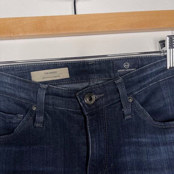 AG Adriano Goldschmied Womens 24 The Middi Mid Rise Legging Jeans in Dark Wash - Picture 7 of 9